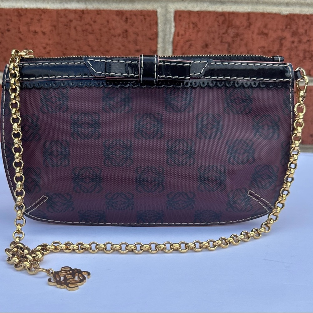 LOEWE Made In Spain Luxury Anagram Logo Small Pouch Wristlet Y2K Bag Authentic